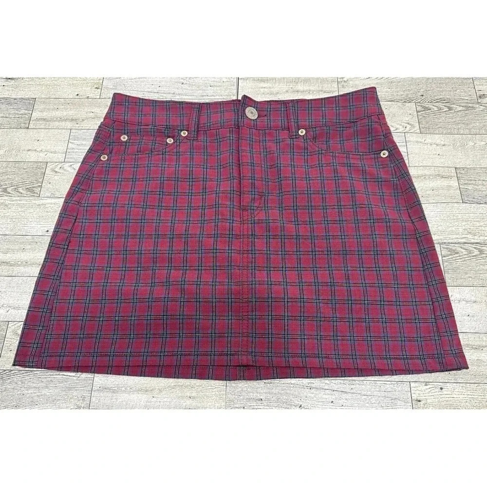 American Eagle Hi-Rise Mini Skirt Women's Size 4 Multicolor Plaid Stretch